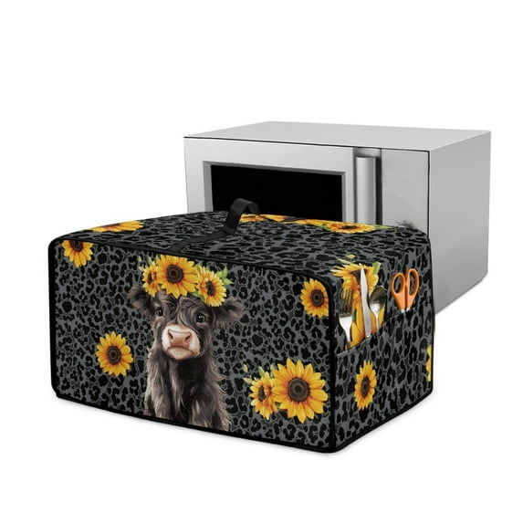 Renewold Toaster Oven Cover Case Stain-Resistant Smart Oven Air Fryer Cover Countertop Appliance Protective Case Kitchen Decor, 20.5 x 16.5 x 10 Inches, Highland Cow Sunflower Leopard Print