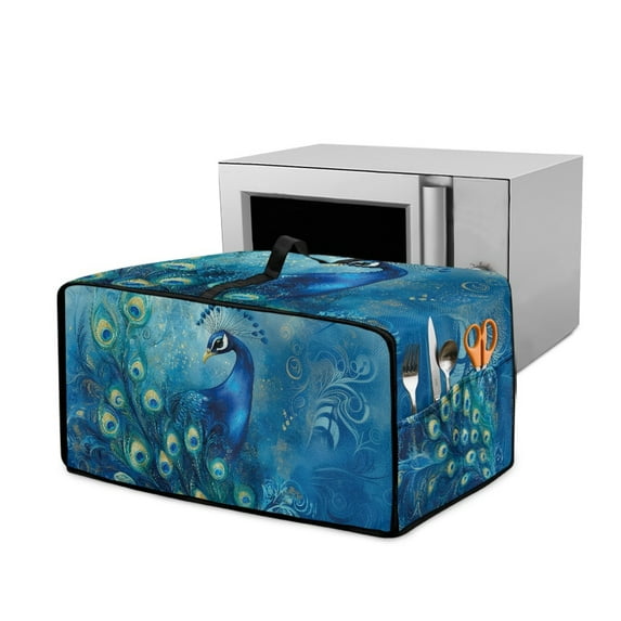 Renewold Toaster Oven Cover Dust and Fingerprint Protection Microwave Oven Air Fryer Protector Case Polyester Small Appliance Protective Cover, 18.5 x 14.5 x 9 Inches, Peacock Blue
