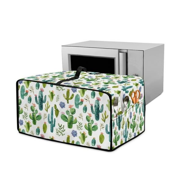 Renewold Toaster Oven Cover Dust-Proof Polyester Convection Oven Air Fryer Protector with Accessory Pockets and Handle Home Kitchen Decor, 20.5 x 16.5 x 10 Inches, Cactus Succulent