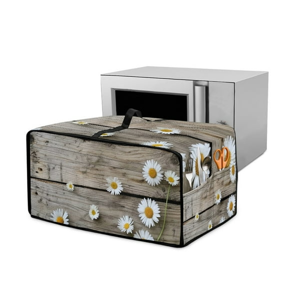 Renewold Toaster Oven Cover Dust-Proof Polyester Convection Oven Air Fryer Protector with Accessory Pockets and Handle Home Kitchen Decor, 22.5 x 18.5 x 13 Inches, Daisy Wood Grain