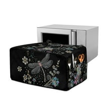 Renewold Toaster Oven Cover Stain-Resistant Air Fryer Smart Oven Protector with Storage Pockets Easy Clean Kitchen Appliance Accessories, 18.5 x 14.5 x 9 Inches, Dragonfly Flower Black