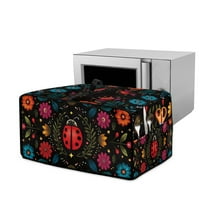 Renewold Toaster Oven Cover Stain-Resistant Air Fryer Smart Oven Protector with Storage Pockets Easy Clean Kitchen Appliance Accessories, 18.5 x 14.5 x 9 Inches, Ladybug Flower