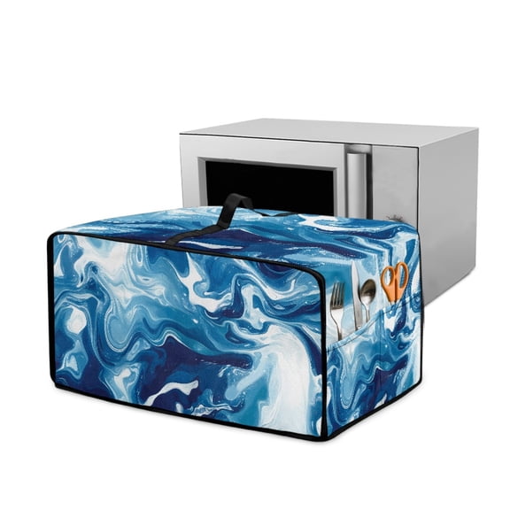 Renewold Toaster Oven Cover Stain-Resistant Washable Polyester Smart Oven Air Fryer Countertop Appliance Protective Case Home Kitchen Decor, 20.5 x 16.5 x 10 Inches, Marble Blue