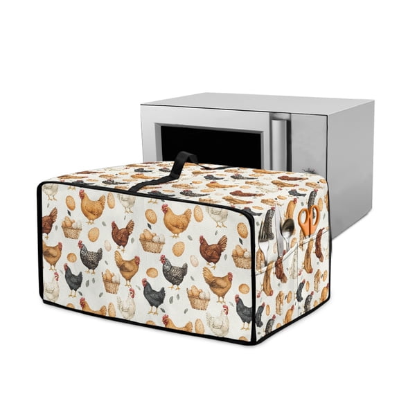 Renewold Toaster Oven Dust Cover with Accessory Pockets Dust Protection Easy Clean Microwave Oven Air Fryer Protector Case Kitchen Accessories, 22.5 x 18.5 x 13 Inches, Chicken Egg Print