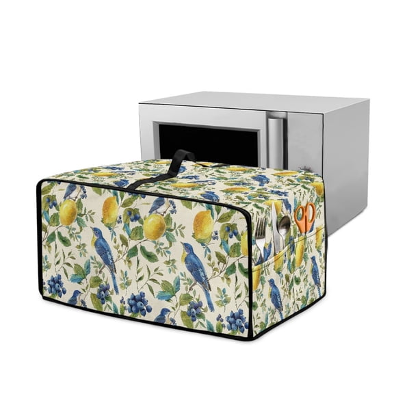 Renewold Toaster Oven Dust Cover with Accessory Pockets Dust Protection Easy Clean Microwave Oven Air Fryer Protector Case Kitchen Accessories, 22.5 x 18.5 x 13 Inches, Lemon Blueberry Bird