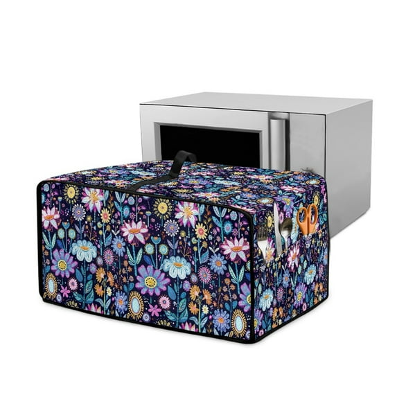 Renewold Toaster Oven Protection Case Stain-Resistant Washable Smart Oven Air Fryer Cover Countertop Appliance Protective Case Kitchen Decor, 18.5 x 14.5 x 9 Inches, Hippie Flower Lotus Blue Violet