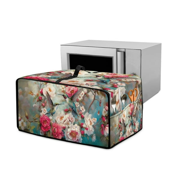 Renewold Toaster Oven Protection Case Stain-Resistant Washable Smart Oven Air Fryer Cover Countertop Appliance Protective Case Kitchen Decor, 22.5 x 18.5 x 13 Inches, Hummingbird Elegant Peony