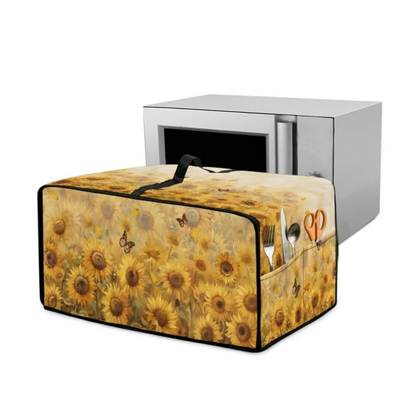 Renewold Toaster Oven Protective Cover Dustproof Smart Oven Air Fryer Protector Case with Pockets Easy Clean Kitchen Appliance Accessories, 18.5 x 14.5 x 9 Inches, Sunflower Butterfly