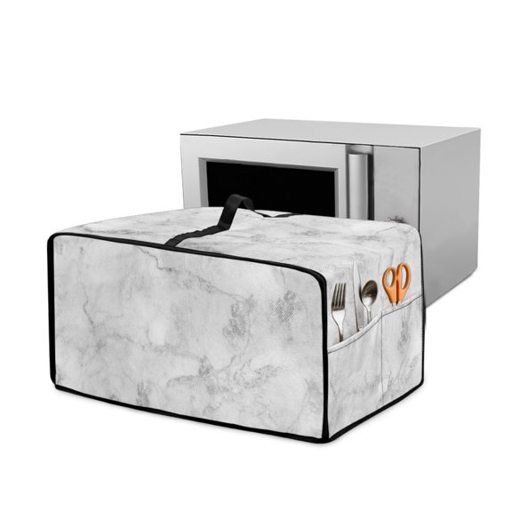 Renewold Toaster Oven Protective Cover Dustproof Smart Oven Air Fryer Protector Case with Pockets Easy Clean Kitchen Appliance Accessories, 20.5 x 16.5 x 10 Inches, Marble Grey White