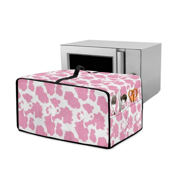 Renewold Toaster Oven Protector Stain-Resistant Polyester Smart Oven Air Fryer Protective Case with Accessory Pockets Home Kitchen Decoration, 18.5 x 14.5 x 9 Inches, Pink Cow Print