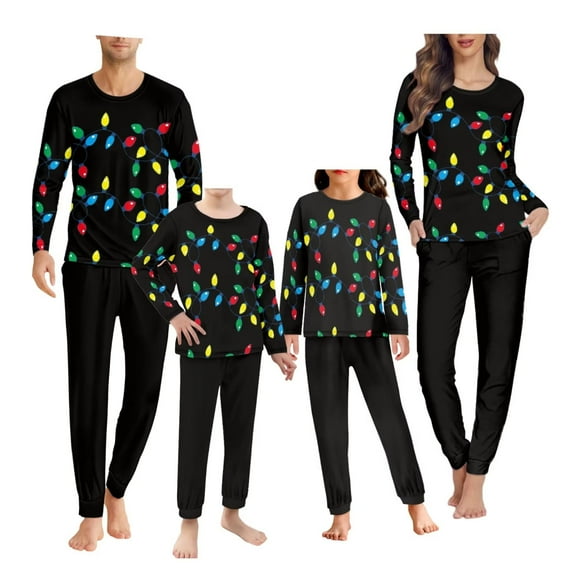 Renewold Trendy Skin Friendly Pajamas Top Size XL Christmas Lights Pajama Set for Men Soft Comfy Nightwear Pj Holiday Long Sleeve Pullover Tops Pants,2 Pieces