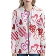 thumbnail image 1 of Renewold Trendy Women Zippered Hoodie with Big Pocket Stylish Tracksuit Jacket with Hood Red Pink Hearts Long Sleeve Sweatshirt Coat Size S Valentine's Day Gifts, 1 of 6