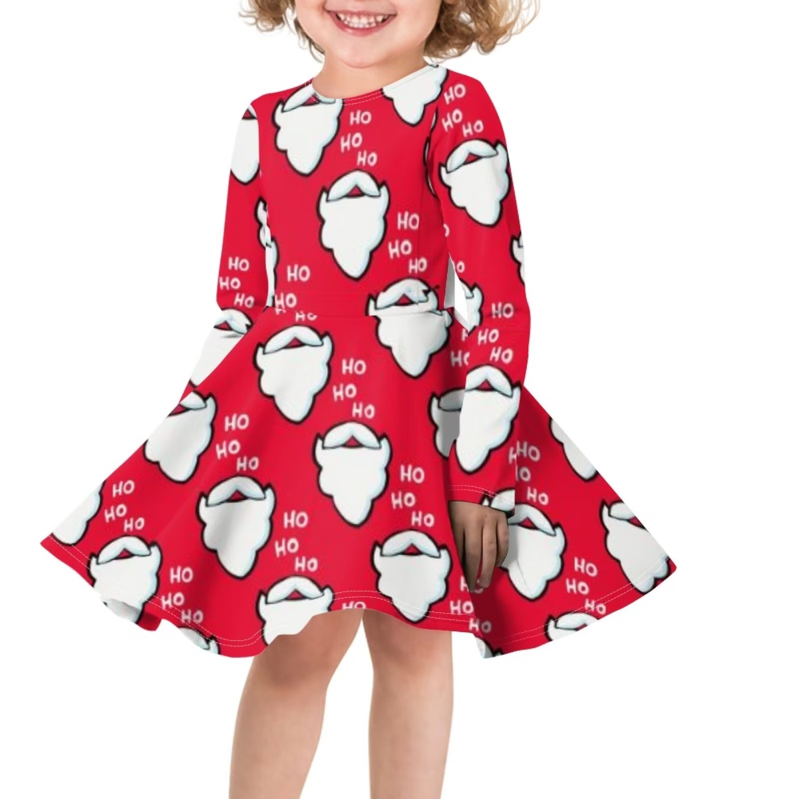 Cute Graphic Long Sleeve Dress for Girls Flowy Swing Dress Winter