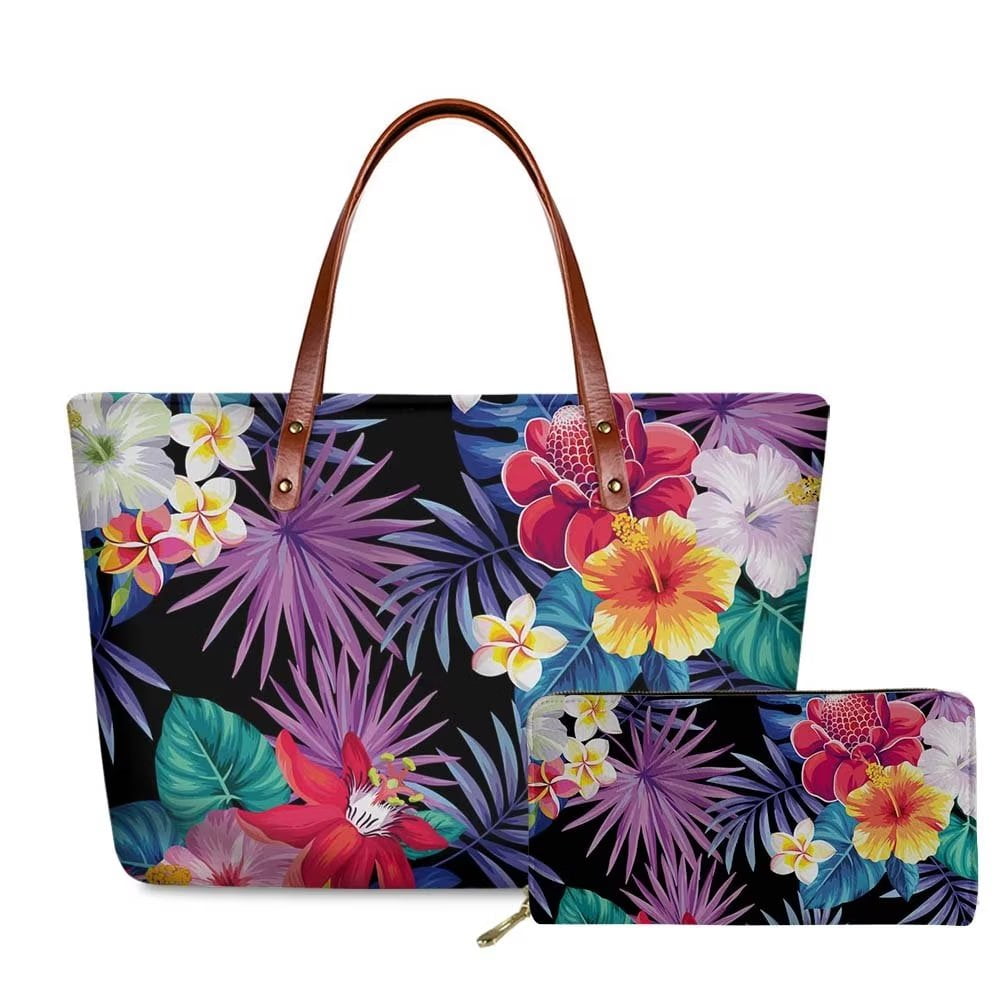 Floral Print Handbag Purse, Cute Colored Flowers Art Top Zipper Canvas –  Starcove Fashion