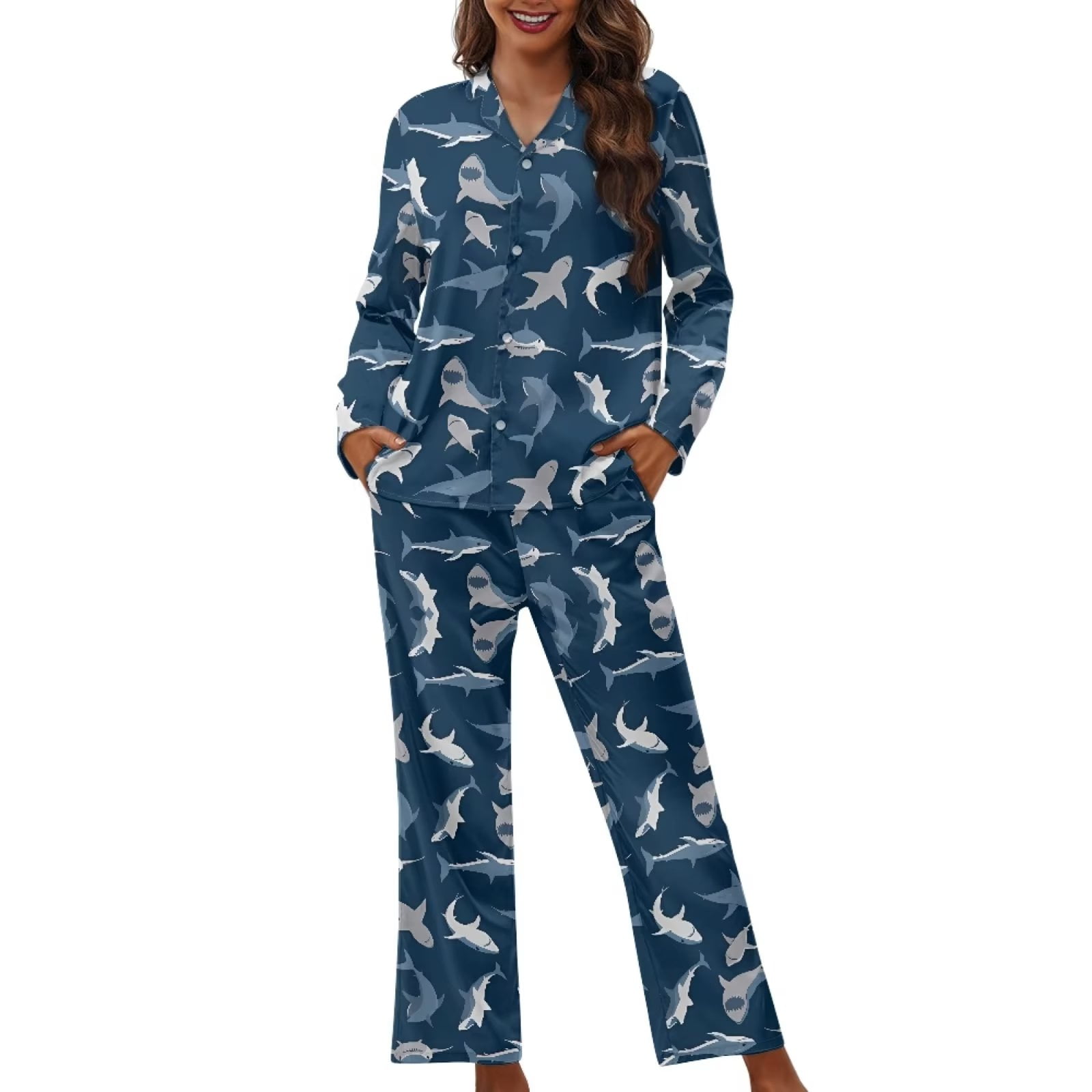 Renewold Warmth Front Button Pajamas for Women 2pcs Durable Scoop