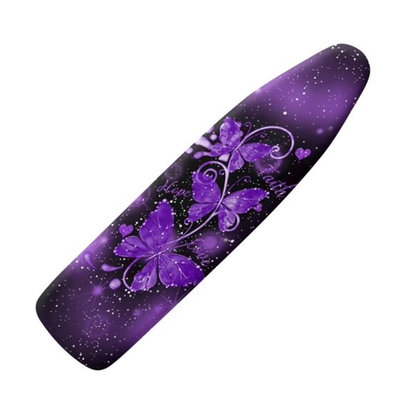 Renewold Washable Butterfly Ironing Board Cover for Home Decor Durable Purple Ironing Board Pad and Cover with Elastic Edge and Hook and Loop Fasteners