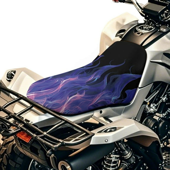 Renewold Waterproof ATV Seat Cover 25.2x10 Inch, Universal Four Wheeler Seat Cover Stretch Fit for Honda/Yamaha/Polaris, Elastic Edge Mud/Snow Protector, Heavy Duty, Purple Flame