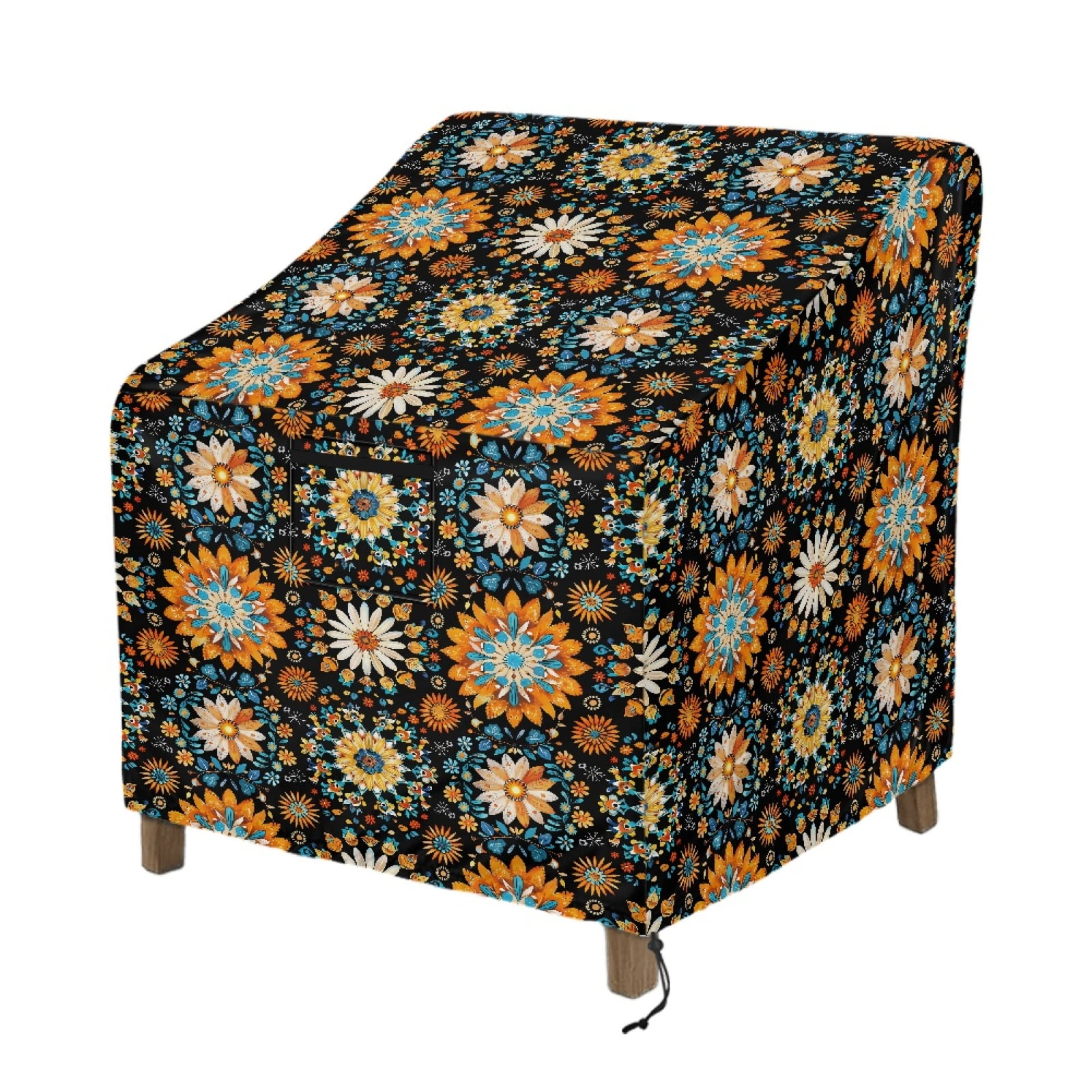 Renewold Waterproof Outdoor Chair Covers All Weather Protection Lounge Deep Seat Covers for Wicker, Swivel, Adirondack, Rocking Chairs, 29"x33"x36", Bohemian Flower