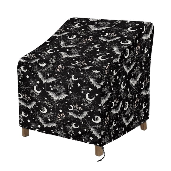 Renewold Waterproof Outdoor Chair Covers Windproof Lounge Deep Seat Covers Funiture Covering Halloween Decor for Stackable Furniture Seating, 29"W x 33"D x 36"H, Bat Moon Star Spider Web Print