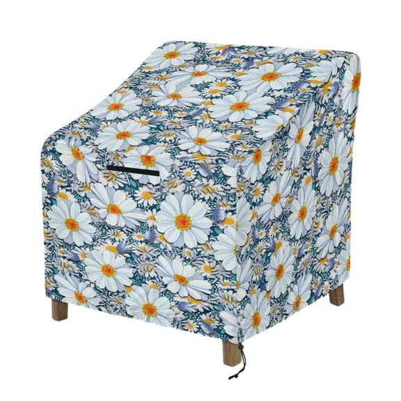 Renewold Waterproof Patio Chair Covers Anti-UV Weather-Resistant Patio Lounge Chair Covers Furniture Protection Fits up to 29W x 33D x 36H Inches, Daisy Blue