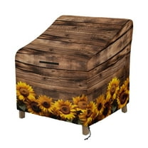 Renewold Waterproof Patio Chair Covers Anti-UV Weather-Resistant Patio Lounge Chair Covers Furniture Protection Fits up to 29W x 33D x 36H Inches, Sunflower Brown Wood Grain