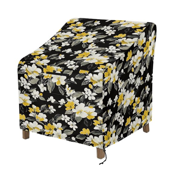Renewold Waterproof Patio Chair Covers Dust Rain Snow-Proof High Back Patio Chair Covers Patio Furniture Lawn Chair Protection, 29"W x 33"D x 36"H, Floral Yellow Black