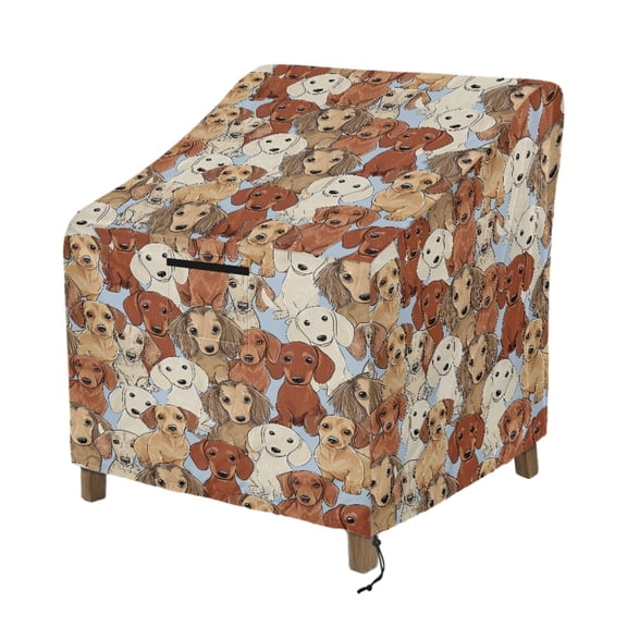 Renewold Waterproof Patio Chair Covers Heavy Duty High Back Bar Chair Cover Moisture-proof Lawn Patio Furniture Protection, 29W x 33D x 36H Inches, Dachshund Dog