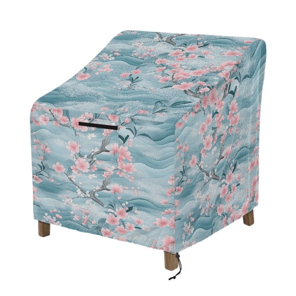 Renewold Waterproof Patio Chair Covers UV Resistant All Weather Protection Lawn Chair Covers Perfect for Patio, Deck, and Porch, 38"W x 38"D x 36"H, Plum Blossom Blue