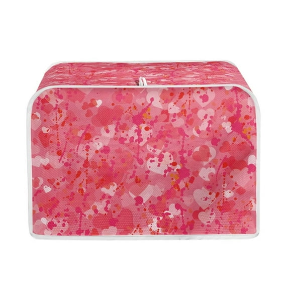 Renewold Wide Slot Toaster Cover for Kitchen Valentine's Day Gifts Pink Heart Painting Toaster Oven Covers 4 Slice Kitchen Appliance Covers Decorative for Microwave Oven