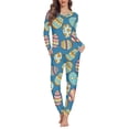 thumbnail image 1 of Renewold Winter Holiday Pajamas for Women 2 Pieces Thermal Easter Egg Loungewear Casual Jogger Walking Lounge Set Size 2XL Personalized Long Sleeve Nightwear, 1 of 4