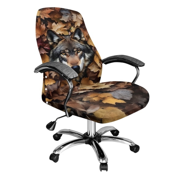 Renewold Wolf Camo Hunting Forest Office Chair Cover Universal Stretch Desk Chair Cover with Elastic Bottom Removable Office Computer Chair Cover for Armrest Chairs Home Office Decor, S