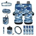 thumbnail image 1 of Renewold Wolf Forest Blue Car Seat Cover Full Set 15 PCS, with Steering Wheel Cover Seat Belt Strap Pad Trash Bag Mount Phone Holder Rearview Mirror Accessories Cup Holder Keychain, 1 of 7