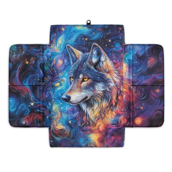Renewold Wolf Galaxy Star Auto Center Console Cover Non-slip Soft Armrest Storage Box Mat Scratch Resistant Middle Console Cover Arm Rest Pad Car Interior Decor Accessories