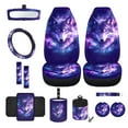thumbnail image 1 of Renewold Wolf Galaxy Violet 12 PCS Car Seat Cover Set with Front Car Seat Covers Steering Wheel Cover Seat Belt Cover Trash Can Armrest Cover Rear View Mirror Cover Coaster Keychain Air Vent Bag, 1 of 7