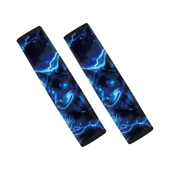 Renewold Wolf Lightning Blue Car Seat Belt Pads for Men Women Non-slip Breathable Seat Belt Shoulder Strap Cover Universal Fit Most Sedans SUV Truck, 2 Pack