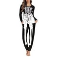 thumbnail image 1 of Renewold Women Halloween Pj Set of 2 Stretchy Pajamas Nightwear Durable Skull Sweatshirt Home Life Athletic Clothing Sweatshirt Sweatpants Matching Size 5XL, 1 of 5