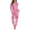 thumbnail image 1 of Renewold Women Nightwear Long Sleeve Shirt Pants Pajama Set Fantasy Pink Roses Print Sleepwear Pjs Holiday Home Party Clothes Size 3XL, 1 of 5