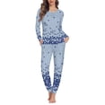 thumbnail image 1 of Renewold Women's Pajama Set Long Sleeve Sleepwear Ladies Soft Cozy Up Pjs Blue Flowers Butterflies Print Lounge Set Casual Outdoor Jogger Sweatpants Size M, 1 of 5