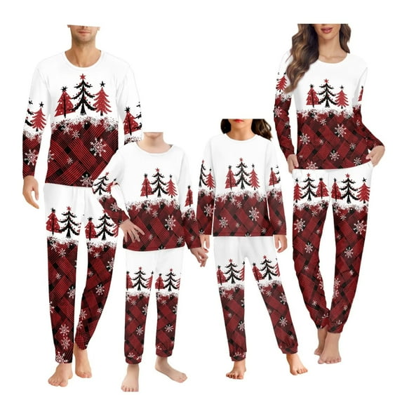 Renewold Women's Winter Pajama Set of 2 Comfy Christmas Home Wear Pajamas 2pcs Soft Pullover Tops Shirt Xmas Trees Snowflake Nightgown Sweatshirt Size 6XL