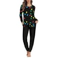 thumbnail image 1 of Renewold Xmas Colorful Lights Crewneck Pajamas Set of 2 Pack Trendy Warmth Pj Nightwear Pants with Pockets Womens Christmas Softness Sleep Jogger Loungewear Size XL, 1 of 4