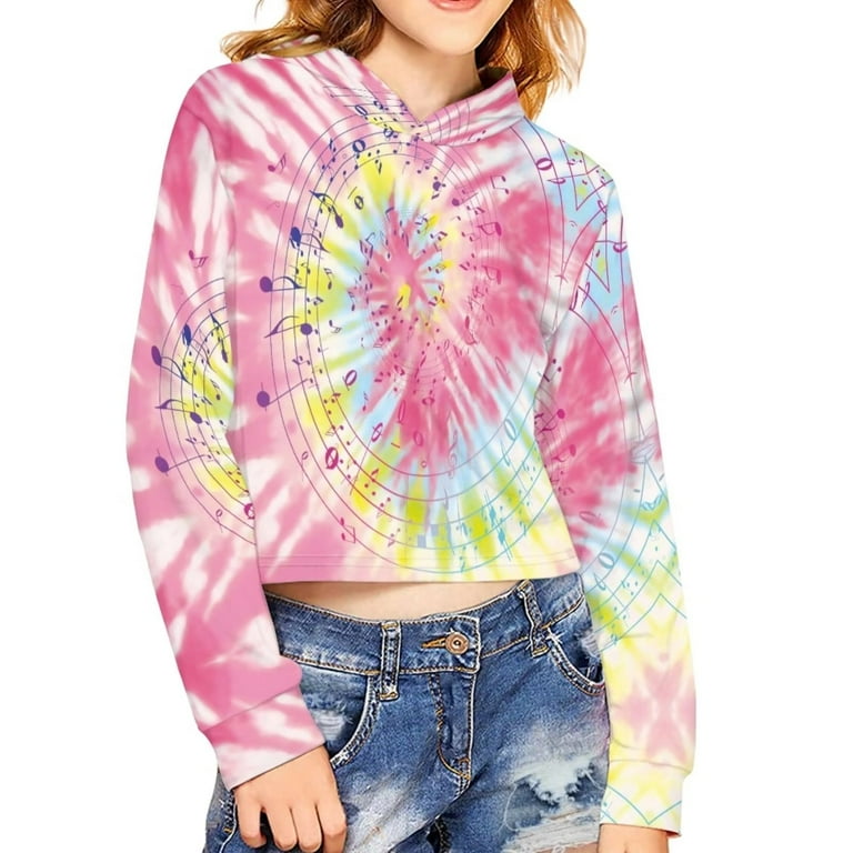 Renewold Y2K Hoodies for 11-12 Years Teen Girls Cropped Long Sleeve Crop  Tops Pullover Sweatshirts Pink Musical Tie-Dye Print Clothes Cold Weather  Workout Active Sweater - Walmart.com