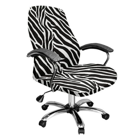 Renewold Zebra Print Desk Chair Cover Stretch Office Chair Slipcover Dustproof Desk Computer Chair Cover High Back Chair Protective Cover Zebra Stripe Home Decor Easy to Install, S