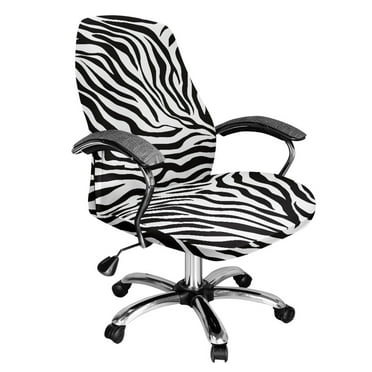 Renewold Zebra Stripes Black Home Office Chair Cover for Armrest Chairs Universal Stretchable Rotating Boss Chair Slipcover Chair Protector Cover for Office Chair, L