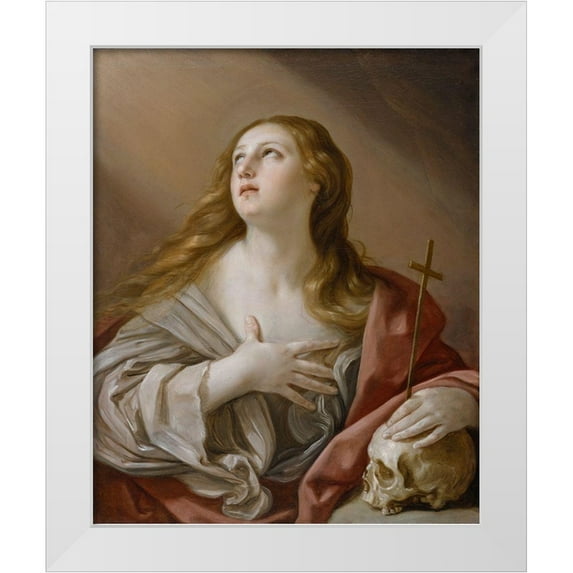 Reni, Guido 12x14 White Modern Wood Framed Museum Art Print Titled - The Penitent Magdalene