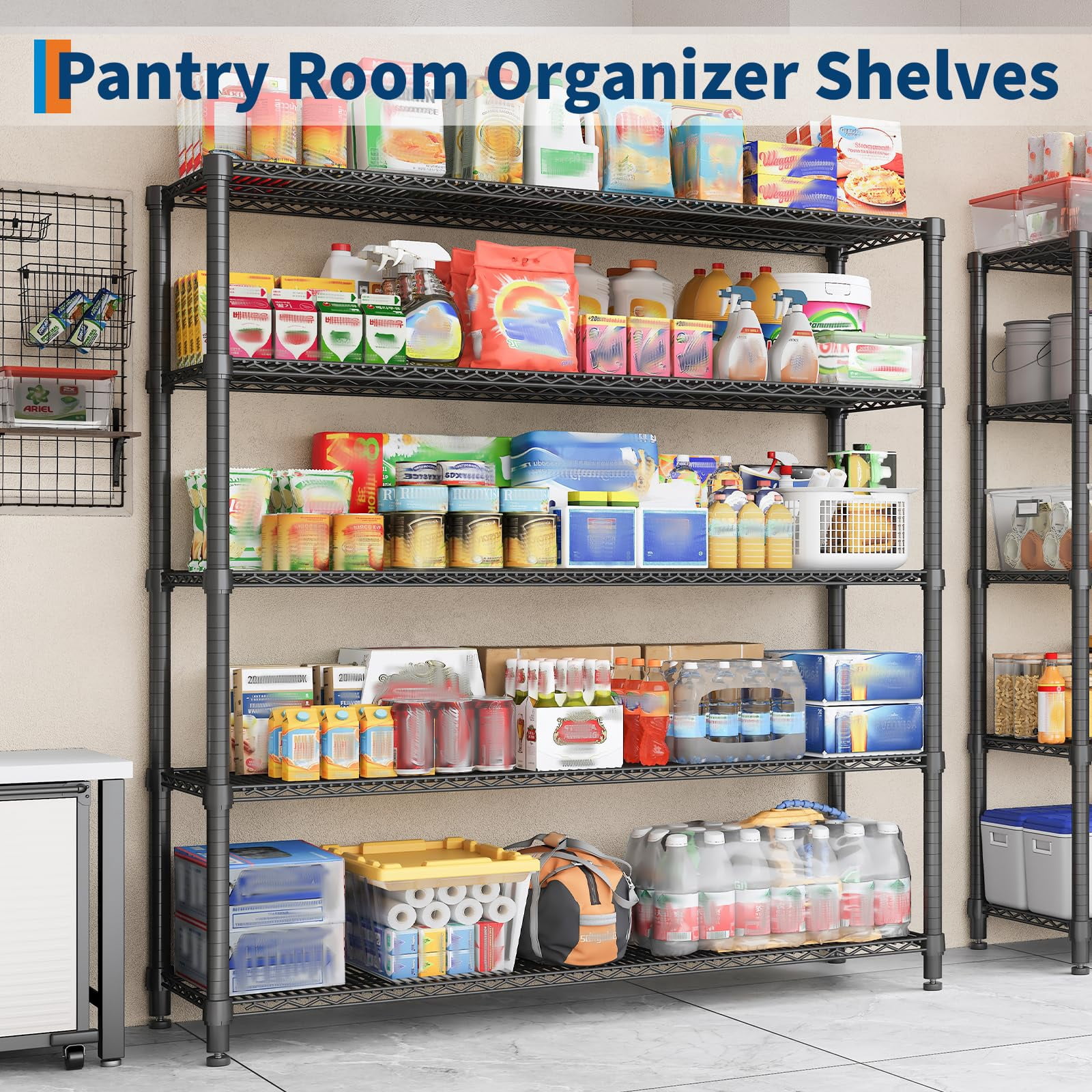 Apparel Wire Racks Renikay Heavy-Duty Rolling Wire Shelving Unit, Adjustable Metal Storage ...