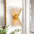 thumbnail image 1 of Rennnsan 2-Light Modern Gold Linear Sputnik Wall Light Sunburst Starburst Up&Down Bathroom Vanity Light Gold Leaf Distressed, 1 of 5