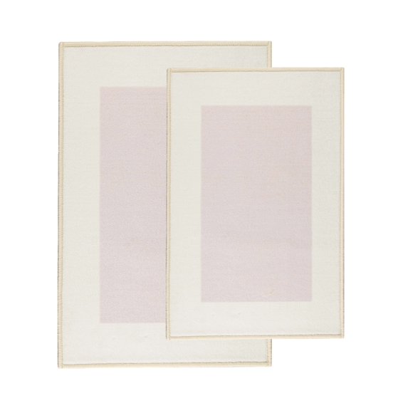 Reno 2-Piece Washable Solid Non-Slip Kitchen Mat Set, Cream