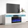 thumbnail image 1 of Reno BL05 Fireplace TV Stand for TVs up to 70", Modern High Gloss 63" Entertainment Center, Electric Fireplace TV Media Console with Storage Cabinets and LED Lights, 1 of 5