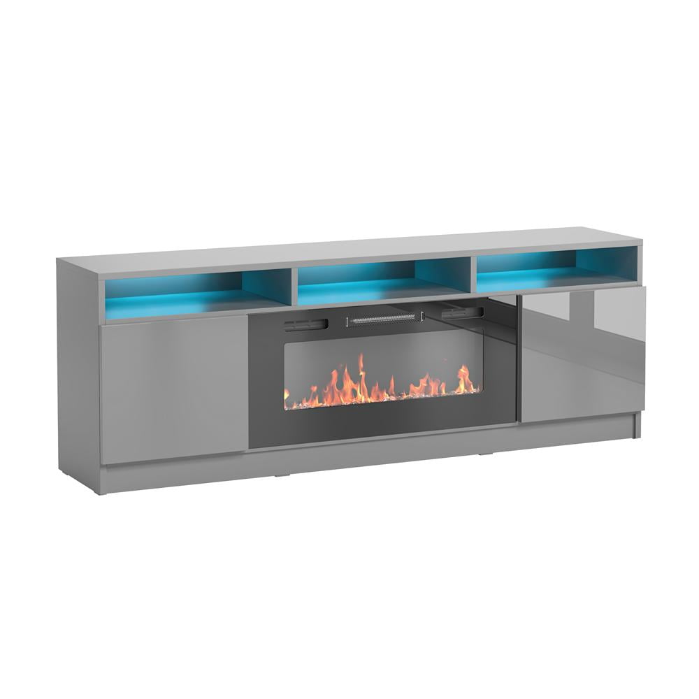 Reno BL05 Fireplace TV Stand for TVs up to 70", Modern High Gloss 63