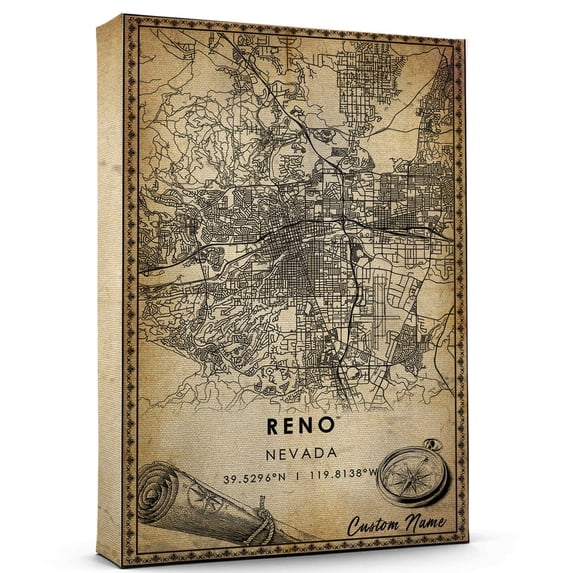 Reno Map Poster, Nevada street map poster canvas Reno Map City style Watercolor art Poster, Reno Map Canvas - 89AZ1437